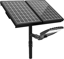 Image of Product. Front orientation. Floodlights. Solar-Powered Pole-Top Floodlights, Style A.