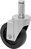 Friction-Grip Stem Casters with Polypropylene Wheels for Wire Shelving 