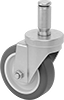 Friction-Grip Stem Casters with Polyurethane Wheels for Wire Shelving