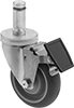 Friction-Grip Stem Casters with Rubber Wheels for Wire Shelving
