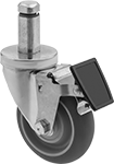 Image of Product. Square Stem with Brake. Front orientation. Square Stem. Friction-Grip Stem Casters with Polyurethane Wheels for Wire Shelving, Wheel Brake.