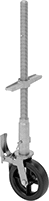 Image of Product. Caster Shown Installed with Adjusting Screw and Toggle Pin (Sold Separately). Front orientation. Scaffolds. Build-Your-Own Scaffolds, Casters.