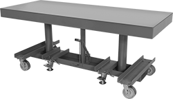Image of Product. Front orientation. Lift Tables. Long-Tabletop Foot-Operated Rolling Lift Tables.