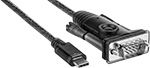 Image of Product. Front orientation. USB Cords. USB Adapter Cords, USB-C Plug × DB9 Plug.