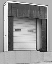 Image of ProductInUse. Front orientation. Dock Door Shelters. Dock Door Shelters.