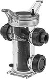 Image of Product. Shown with Socket-Connect Pipe Connections. Front orientation. Strainers. Polyester Plastic Basket Strainers.