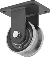 Image of Product. Double Flange. Front orientation. 2 Flanges. Extra-High-Capacity Flanged-Wheel Track Casters with Metal Wheels.