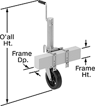 Image of Product. Style C. Front orientation. Contains Annotated. Jacks. Leveling Jacks with Wheel, Style C.