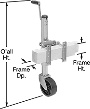 Image of Product. Style C. Front orientation. Contains Annotated. Style C. Leveling Jacks with Wheel.