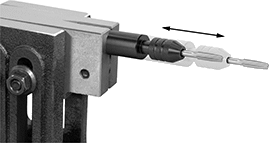 Image of ProductInUse. Shown Assembled in Tailstock (Not Included). Front orientation. Contains Annotated. Lathe Tap and Die Holders. Compensating Tap and Die Holders for Lathes.