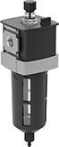 Image of Product. Front orientation. Compressed Air Lubricators. Wilkerson Modular Compressed Air Lubricators, Female Outlet, Clear Bowl.