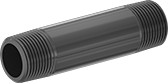 Image of Product. Male. Front orientation. Pipe and Fittings. UV-Resistant Polypropylene Pipe Nipples and Pipe for Chemicals, Pipe—Threaded on Both Ends, Male, Threaded Fitting Connection.