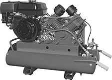 Image of Product. With Handles and Wheel. Front orientation. Air Compressors. Portable Gasoline-Powered Air Compressors, 1 Wheel.