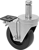 Friction-Grip Stem Casters with Polypropylene Wheels for Wire Shelving