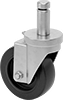 Friction-Grip Stem Casters with Polypropylene Wheels for Wire Shelving