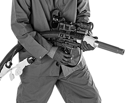 Image of ProductInUse. Shown in Use. Front orientation. Abrasive Blaster Safety Switches. Easy-Hold Abrasive Blaster Safety Switches.