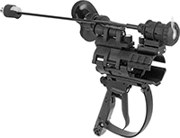 Image of ProductInUse. Shown Installed. Front orientation. Flashlights. Easy-Hold Abrasive Blaster Safety Switches.