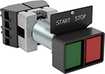 Image of Product. Green/Red. Front orientation. Push-Button Switches. Hazardous Location 30 mm Multifunction Panel-Mount Push-Button Switches.