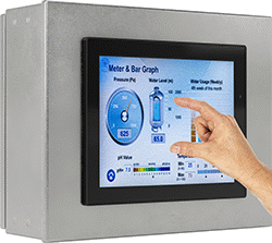 Image of ProductInUse. Shown Mounted (Enclosure Not Included). Front orientation. HMIs. Gesture-Enabled HMIs .