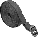 Image of Product. Front orientation. Cinching Straps. Cut-to-Length Cinching Straps, Polypropylene Fabric, Plastic Feed-Through Buckle.