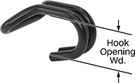 Image of Product. Front orientation. Contains Annotated. Webbing Hooks. Wire Hooks, Slip On.