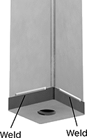 Image of ProductInUse. Front orientation. Contains Annotated. Leveling Mount Inserts. Weld-On Leveling Mount Inserts, For Square Legs.