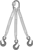 Image of Product. Front orientation. Slings. Web Slings with Hooks, 3 Legs.