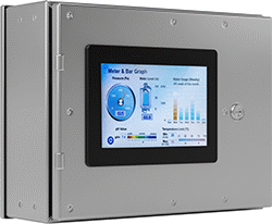Image of ProductInUse. Shown Mounted (Enclosure Not Included). Front orientation. HMIs. Hazardous Location HMIs .
