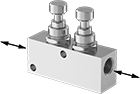 Image of Product. Front orientation. Contains Annotated. Air Flow Control Valves. Dual-Control Two-Direction Air Flow Control Valves.