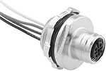 Image of Product. Front orientation. Metric Circular Connectors. Quick-Connect M12 Connectors, Female Receptacles, Unshielded.