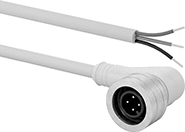 Image of Product. M12 90° Elbow Plug × Wire Leads. Front orientation. Metric Circular Cords. Quick-Connect M12 Cords, M12 90° Elbow Plug × Wire Leads.