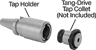 Image of System. Front orientation. Exploded view. Contains Annotated. Tap Collet Holders. BT Taper Rigid Tap Collet Holders .