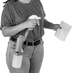 Image of ProductInUse. Front orientation. Spray Bottles. Clip-On Retractable Spray Bottles.