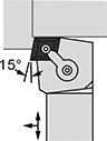 Image of Product. Front orientation. Contains Annotated. Lathe Tool Insert Holders. Turning Lathe Tool Insert Holders, MCRN Insert Holder, Right-Hand Cutting Direction.