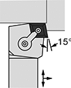 Image of Product. Front orientation. Contains Annotated. Lathe Tool Insert Holders. Turning Lathe Tool Insert Holders, MCRN Insert Holder, Left-Hand Cutting Direction.