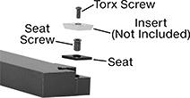 Image of System. Front orientation. Contains Annotated. Lathe Tool Insert Holders. Turning Lathe Tool Insert Holders, SVJC Insert Holder.