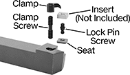 Image of System. Front orientation. Contains Annotated. Lathe Tool Insert Holders. Turning Lathe Tool Insert Holders, MCKN Insert Holder.
