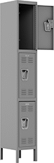 Image of Product. Front orientation. 6 ft. High. Assembly-Required Lockers, 1 Locker Across, 3 Lockers Down.