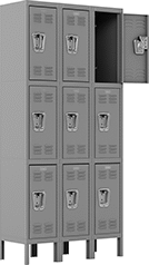 Image of Product. Front orientation. 6 ft. High. Assembly-Required Lockers, 3 Lockers Across, 3 Lockers Down.
