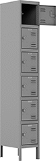 Image of Product. Front orientation. 6 ft. High. Assembly-Required Lockers, 1 Locker Across, 6 Lockers Down.