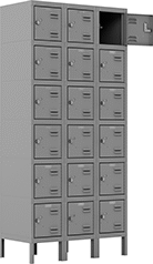 Image of Product. Front orientation. 6 ft. High. Assembly-Required Lockers, 6 Lockers Down, 3 Lockers Across.