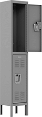 Image of Product. Front orientation. 5 ft. High. Assembly-Required Lockers, 2 Lockers Down, 1 Locker Across.