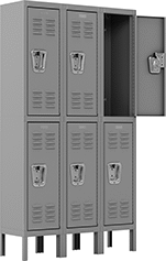 Image of Product. Front orientation. 5 ft. High. Assembly-Required Lockers, 2 Lockers Down, 3 Lockers Across.