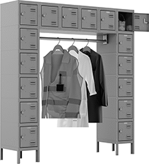Image of Product. Front orientation. 6 ft. High. Assembly-Required Lockers, 6 Lockers Across, 6 Lockers Down.