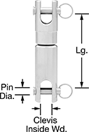 Image of Product. Front orientation. Contains Annotated. Swivels. Clevis-to-Clevis Ball Bearing Swivels—Not for Lifting.