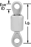 Image of Product. Front orientation. Contains Annotated. Swivels. Eye-to-Eye Ball Bearing Swivels—Not for Lifting.