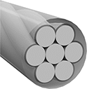 Image of Product. Front orientation. Wire Rope. Semi-Flexible Coated Wire Rope.