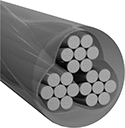 Image of Product. 3 × 7 Hollow Core. Front orientation. Wire Rope. Coated Wire Rope, 3 × 7 Hollow Core Wire Rope.