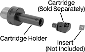Image of System. Front orientation. Contains Annotated. Lathe Tool Insert Holders. Quick-Change Boring and Turning Cartridge Holders.