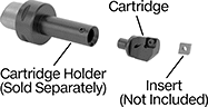 Image of System. Front orientation. Contains Annotated. Lathe Tool Insert Holders. Quick-Change Boring and Turning Cartridges.